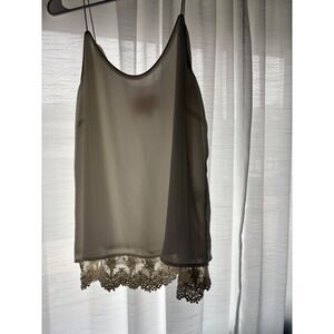 Skies Are Blue Lace Trim Cami Top Sleeveless Casual Tank Top Ivory L